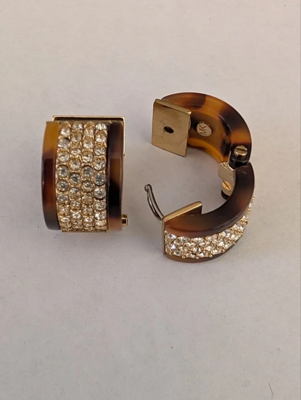 Michael Kors Tortoise Hoop Earrings with Crystal Pavé